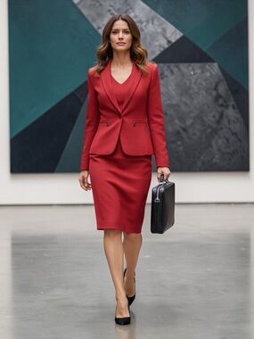 Emily Designs Red Two-Piece Pencil Dress & Jacket - Ms. Power Suit! Bring It!